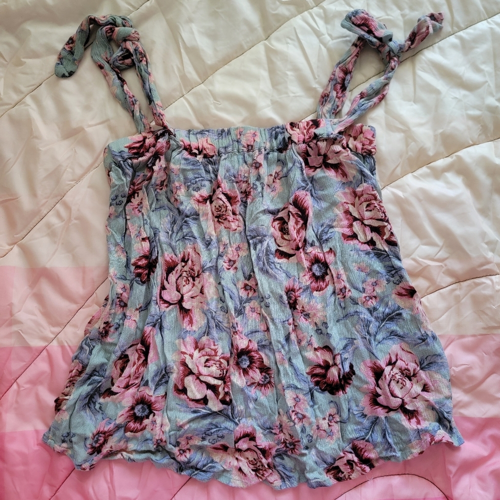 American Eagle Outfitters Floral Camisole - Pink and Blue